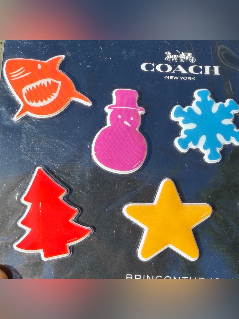 Coach Colorful Sticker Set 7 Pcs Shark Dinosaur Unicorn Snowman Star Christmas - Picture 3 of 7